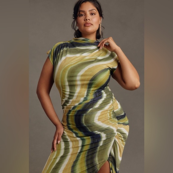 The Maya Ruched Cowl-Neck Dress: Mesh Edition by Anthropologie - Picture 4 of 7